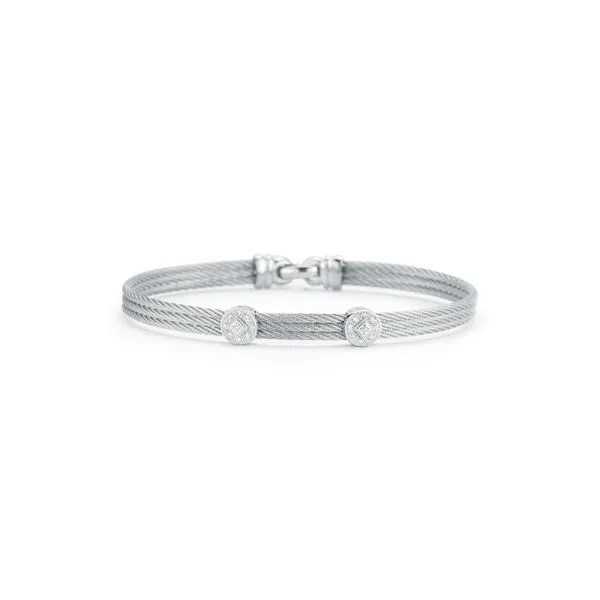ALOR Classique Collection Grey Cable Bangle, 0.09cttw SVS Fine Jewelry Oceanside, NY