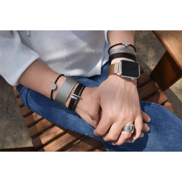 ALOR White Gold, Black Cable, & Diamond Bracelet Image 2 SVS Fine Jewelry Oceanside, NY