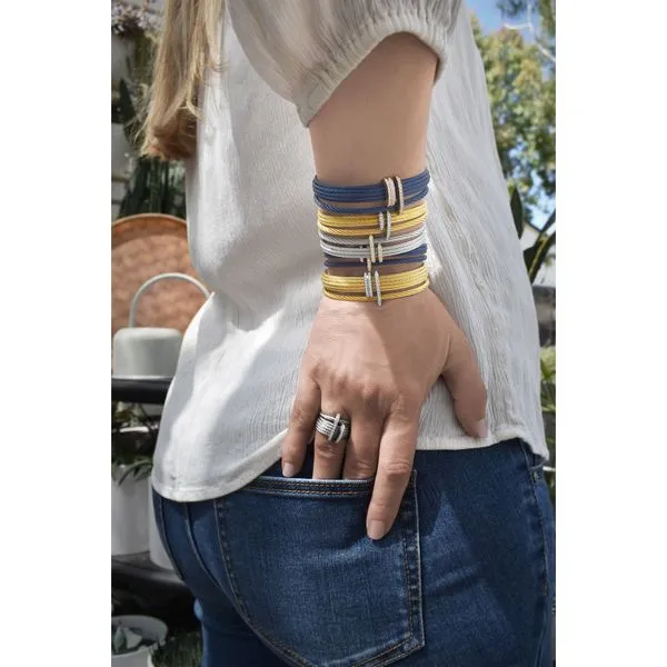 ALOR Grey & Yellow Cable Double Arch Over Twist Cuff Image 2 SVS Fine Jewelry Oceanside, NY