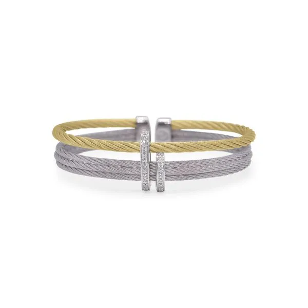ALOR Grey & Yellow Cable Double Arch Over Twist Cuff SVS Fine Jewelry Oceanside, NY