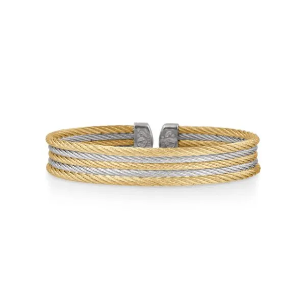 ALOR Grey & Yellow Cable Mini Cuff, Size 6.25 SVS Fine Jewelry Oceanside, NY
