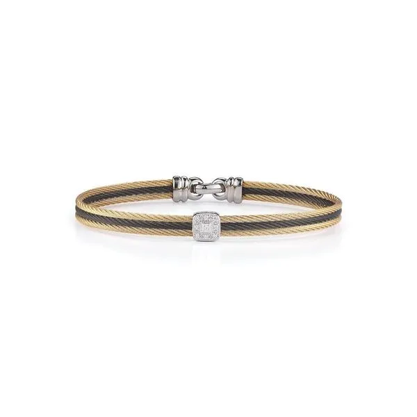 ALOR Noir Black & Yellow Cable Bangle, 0.05cttw SVS Fine Jewelry Oceanside, NY