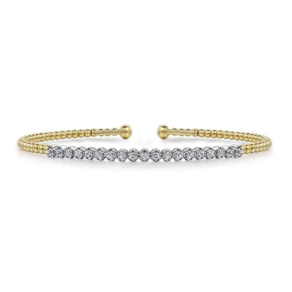 Gabriel Bujukan White & Yellow Gold Bangle, Size 6.25 SVS Fine Jewelry Oceanside, NY