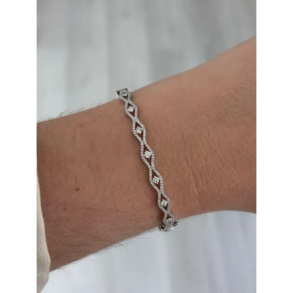 Diamond Infinity Bangle in White Gold, .77ctw Image 2 SVS Fine Jewelry Oceanside, NY