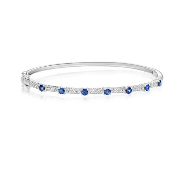 White Gold, Sapphire, & Diamond Bangle SVS Fine Jewelry Oceanside, NY