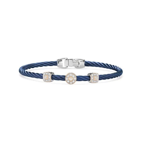 ALOR Blueberry Cable Bangle, 0.14cttw, Size 7 SVS Fine Jewelry Oceanside, NY
