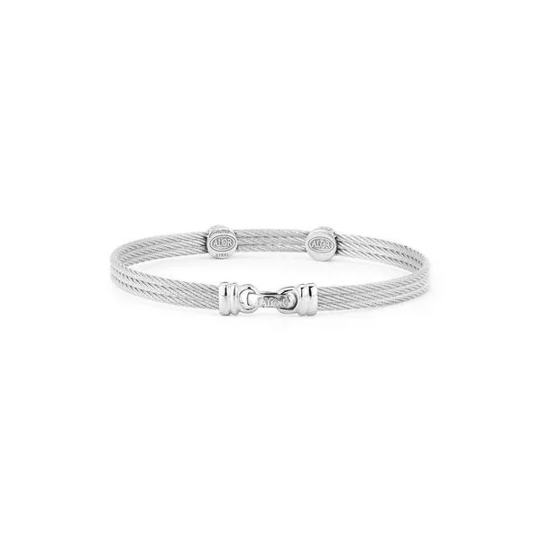 ALOR Classique Collection Grey Cable Bangle, 0.09cttw Image 2 SVS Fine Jewelry Oceanside, NY