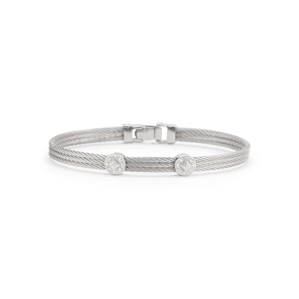 ALOR Classique Collection Grey Cable Bangle, 0.09cttw SVS Fine Jewelry Oceanside, NY