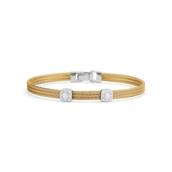 ALOR Classique Collection Yellow Cable Bangle, 0.09cttw SVS Fine Jewelry Oceanside, NY