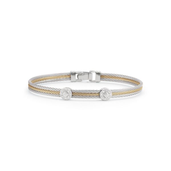 ALOR Classique Collection Grey & Yellow Cable Bangle SVS Fine Jewelry Oceanside, NY