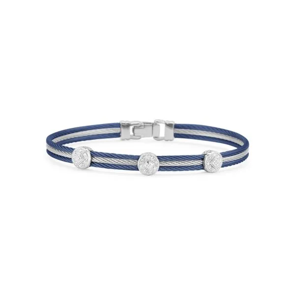 ALOR White Gold, Blueberry, And Grey Cable Bangle SVS Fine Jewelry Oceanside, NY