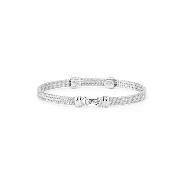 ALOR Classique Collection Grey Cable Bangle, 0.09cttw Image 2 SVS Fine Jewelry Oceanside, NY
