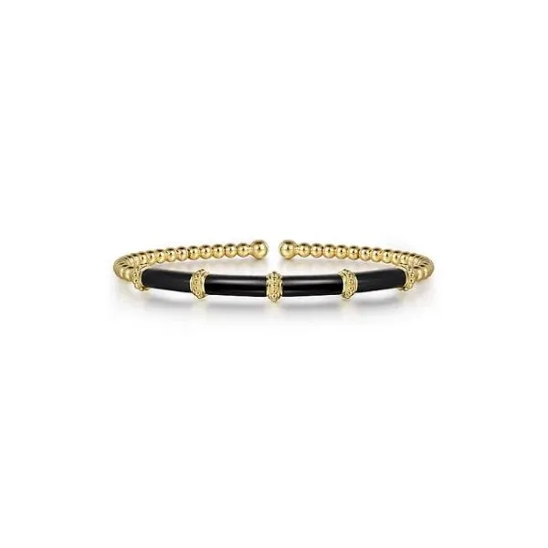 Gabriel Bujukan Yellow Gold & Black Enamel Bangle SVS Fine Jewelry Oceanside, NY