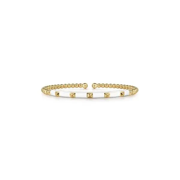 Gabriel & Co. Bujukan Yellow Gold & Enamel Bangle SVS Fine Jewelry Oceanside, NY