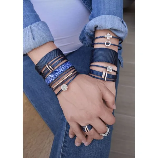 ALOR Cuff Essentials Blueberry Cable 8-Row Bangle Image 2 SVS Fine Jewelry Oceanside, NY
