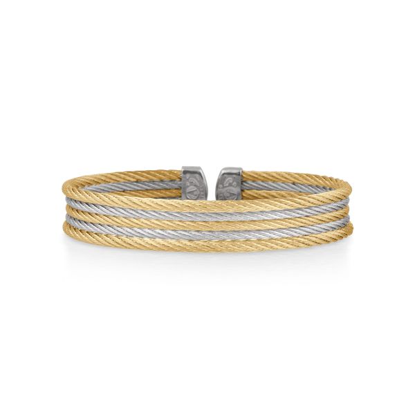 ALOR Grey & Yellow Cable Mini Cuff, Size 6.25 SVS Fine Jewelry Oceanside, NY