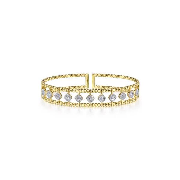 Gabriel & Co. Bujukan Yellow Gold Diamond Cuff Bangle SVS Fine Jewelry Oceanside, NY
