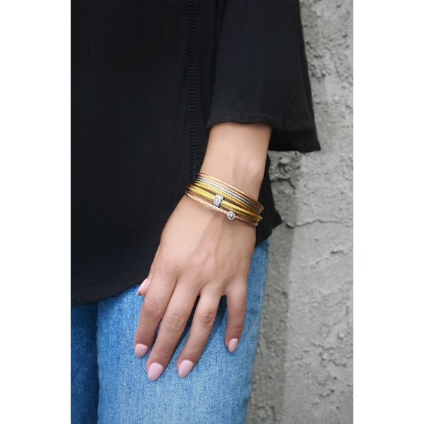 ALOR Carnation, Grey, & Yellow Cable Mini Cuff Image 2 SVS Fine Jewelry Oceanside, NY
