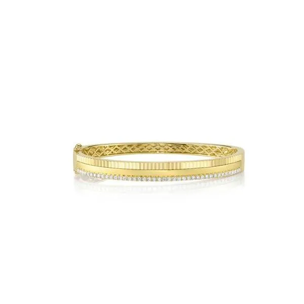 Shy Creation Yellow Gold & Diamond Bangle SVS Fine Jewelry Oceanside, NY