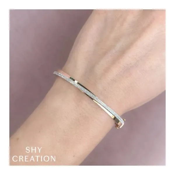 Shy Creation Yellow Gold Diamond Bangle Image 2 SVS Fine Jewelry Oceanside, NY