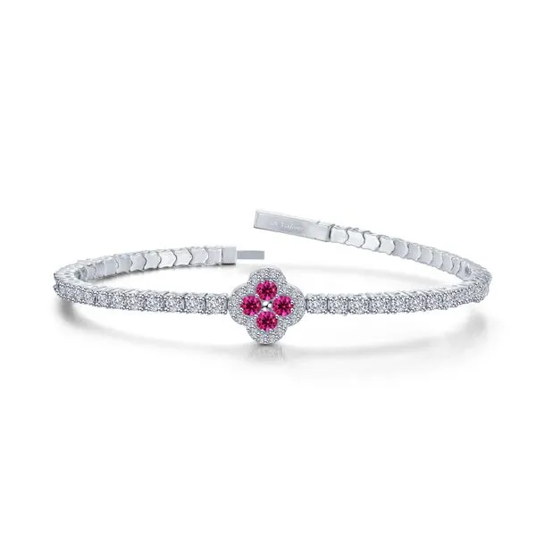 Lafonn Simulated Diamond Flex Clover Lab Grown Ruby Station Tennis Bracelet, 2.45ctw SVS Fine Jewelry Oceanside, NY