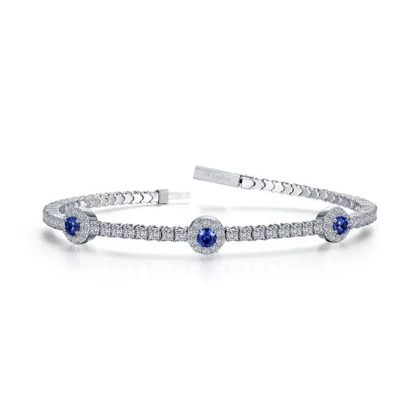 Lafonn Simulated Diamond and Sapphire Station FlexTennis Bracelet, 2.90ctw SVS Fine Jewelry Oceanside, NY