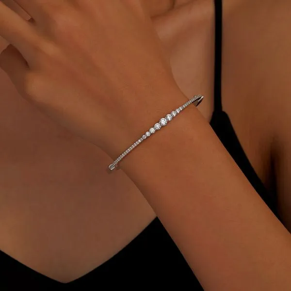Lafonn Sterling Silver Graduated Bangle Bracelet, 1.45ctw Image 2 SVS Fine Jewelry Oceanside, NY