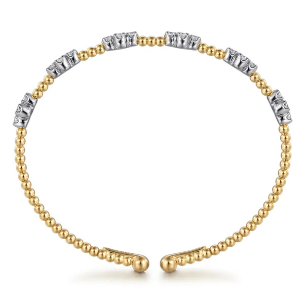 Gabriel & Co. White-Yellow Gold Bujukan Diamond Clover Bangle Image 3 SVS Fine Jewelry Oceanside, NY