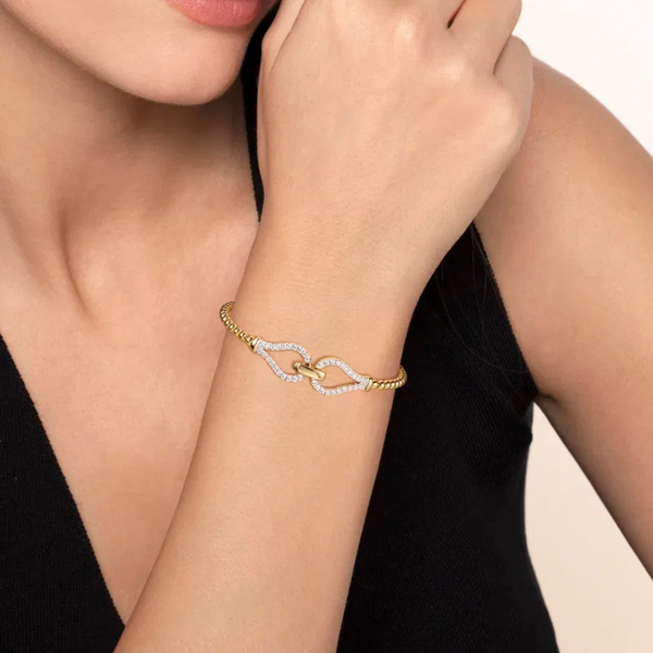 Gabriel & Co. Bujukan Yellow Gold Diamond Bangle Image 4 SVS Fine Jewelry Oceanside, NY