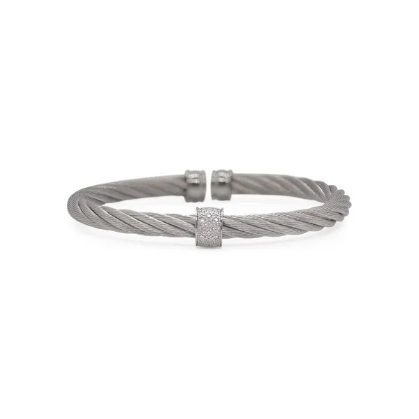 ALOR White Gold, Grey Cable, & Diamond Bangle SVS Fine Jewelry Oceanside, NY