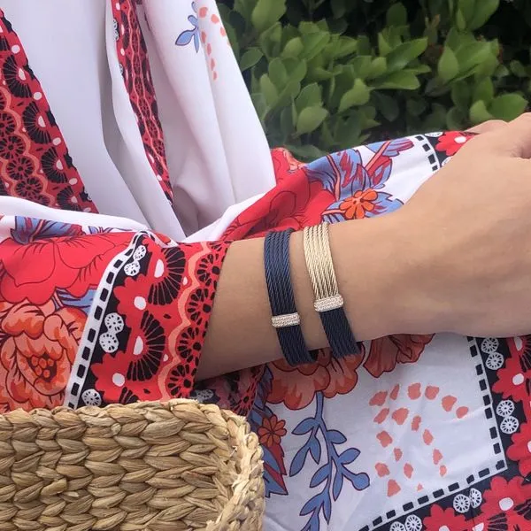 ALOR Colorblock Gold, Cable, & Diamond Mini Cuff Image 2 SVS Fine Jewelry Oceanside, NY