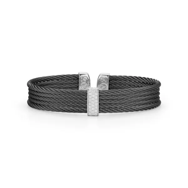 ALOR White Gold & Black Cable Bangle