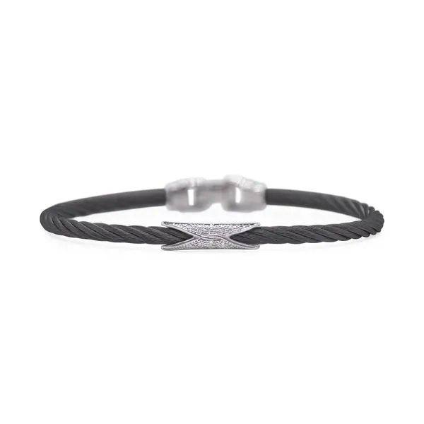 ALOR White Gold, Black Cable & Diamond Bracelet SVS Fine Jewelry Oceanside, NY