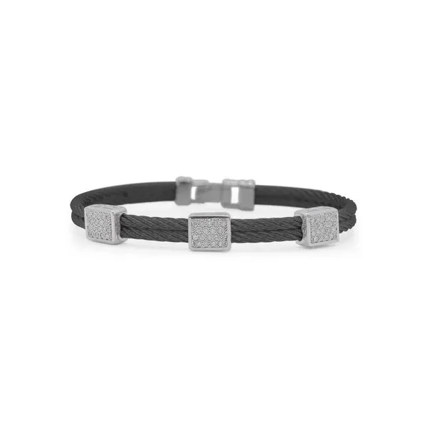 ALOR White Gold, Diamond, And Black Cable Bracelet SVS Fine Jewelry Oceanside, NY
