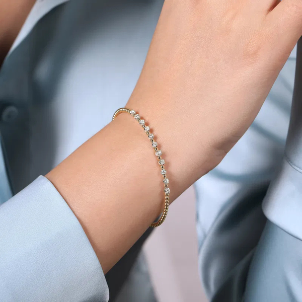 Gabriel & Co. Bujukan Yellow & White Gold Diamond Bangle Image 2 SVS Fine Jewelry Oceanside, NY