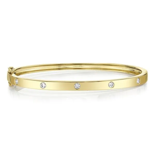 Shy Creation Yellow Gold Diamond Bangle SVS Fine Jewelry Oceanside, NY