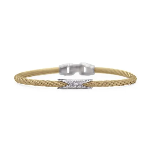 ALOR White Gold, Yellow Cable & Diamond Bracelet SVS Fine Jewelry Oceanside, NY