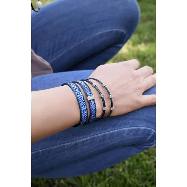 ALOR White Gold, Blueberry Cable, & Diamond Bangle Image 2 SVS Fine Jewelry Oceanside, NY