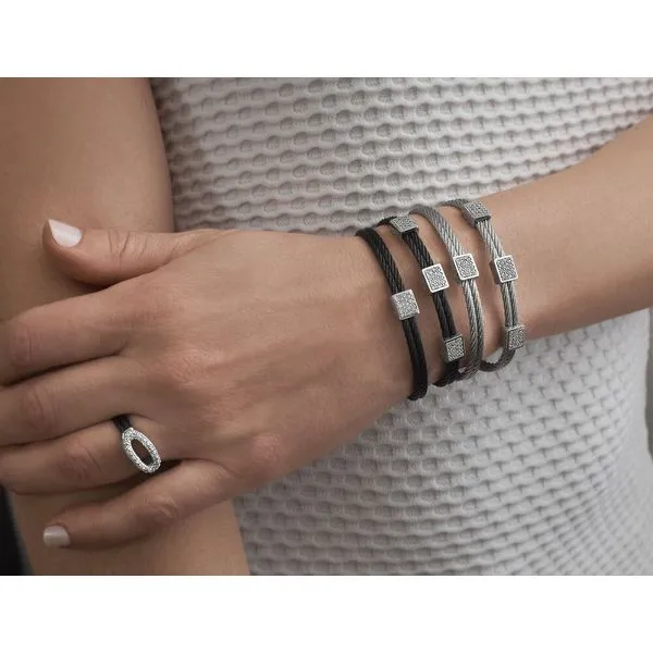 ALOR White Gold, Diamond, And Black Cable Bracelet Image 2 SVS Fine Jewelry Oceanside, NY