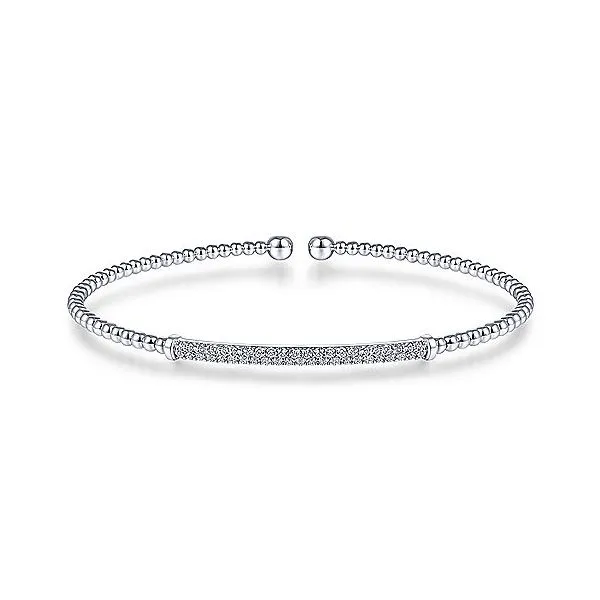Gabriel & Co. Bujukan White Gold Diamond Pavé Bar Cuff SVS Fine Jewelry Oceanside, NY
