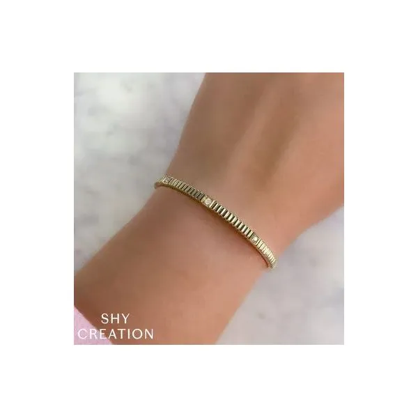 Shy Creation Yellow Gold Diamond Bangle Image 2 SVS Fine Jewelry Oceanside, NY