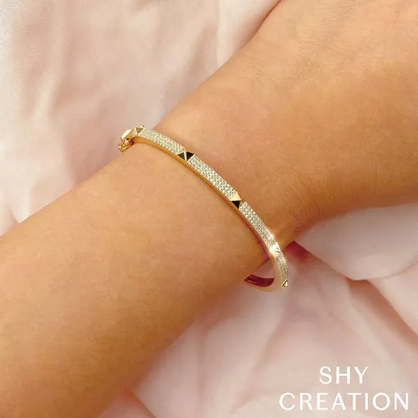 Shy Creation Yellow Gold Diamond Bangle Image 2 SVS Fine Jewelry Oceanside, NY