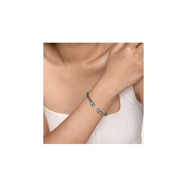 Gabriel & Co. Bujukan Sterling Silver And Blue Topaz Bangle Image 2 SVS Fine Jewelry Oceanside, NY
