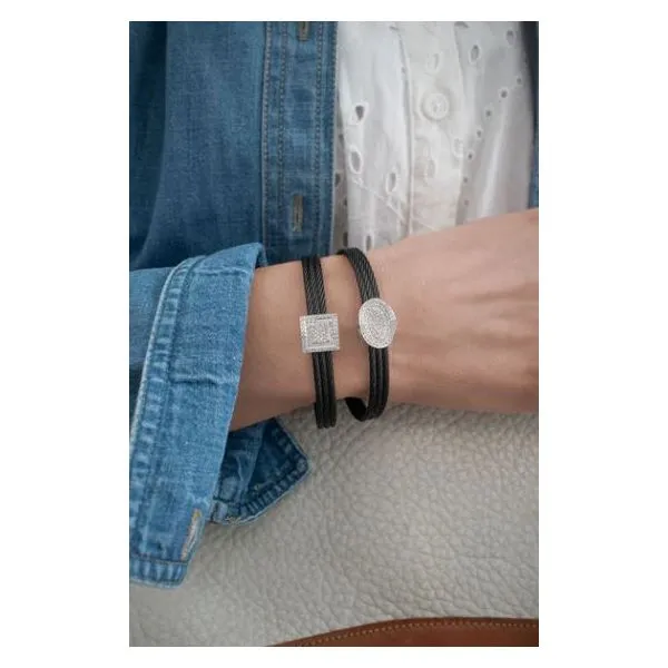 ALOR Black Cable Oval Station Bangle, 0.44Cttw Image 2 SVS Fine Jewelry Oceanside, NY