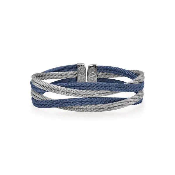 ALOR Blueberry & Grey Cable Entwine Bangle