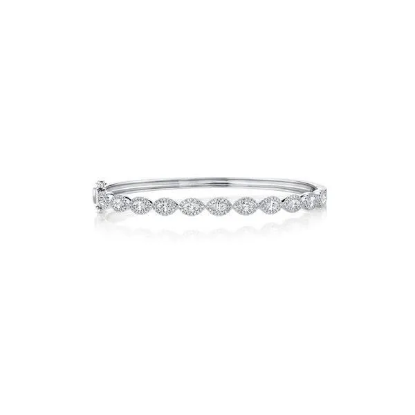 Shy Creation White Gold Diamond Marquise Bangle SVS Fine Jewelry Oceanside, NY