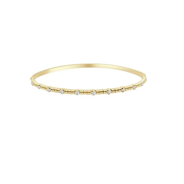 Yellow Gold Diamond Bangle, 0.19Cttw, 6.75