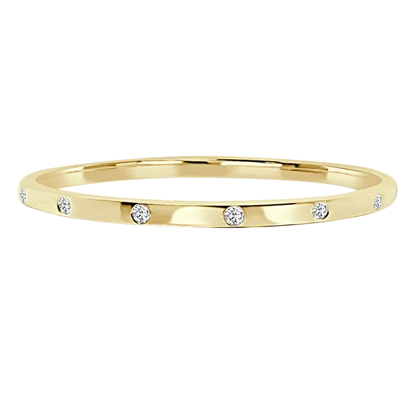 Yellow Gold Diamond Bangle, 0.53Cttw, 6.75\