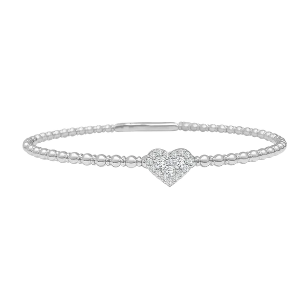 White Gold Diamond Bangle, 0.18Cttw, 6.75\