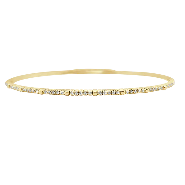 Yellow Gold Diamond Bangle, 0.20Cttw, 6.75